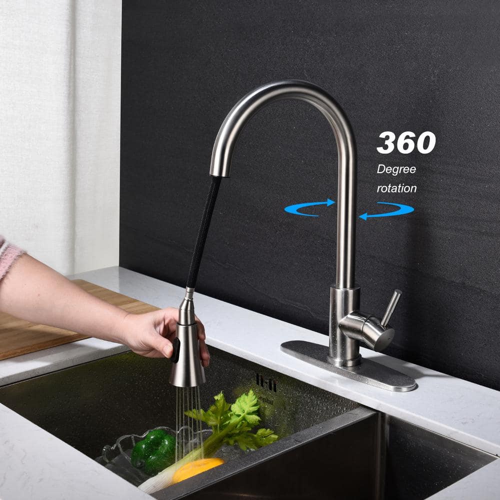  Kitchen Faucet With Pull Out Spraye In Brushed Nickel