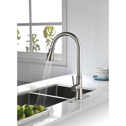  Single Handle High Arc Pull Out Kitchen Faucet, Single Level Stainless Steel Kitchen Sink Faucets With Pull Down Sprayer