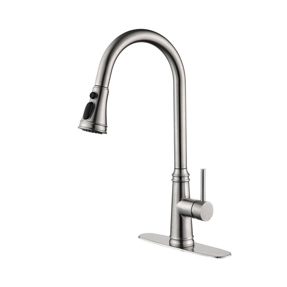  Single Handle High Arc Pull Out Kitchen Faucet, Single Level Stainless Steel Kitchen Sink Faucets With Pull Down Sprayer