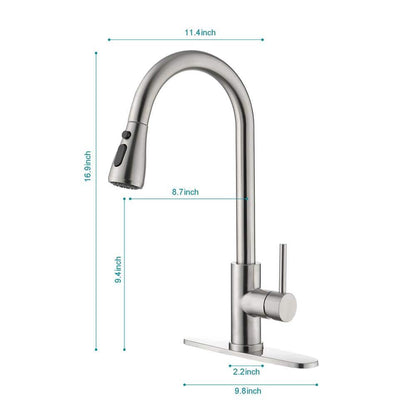  Single Handle Kitchen Sink Faucet With Pull Out Sprayer