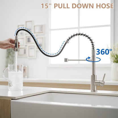  Single Handle Pull Out Sprayer Kitchen Faucet In