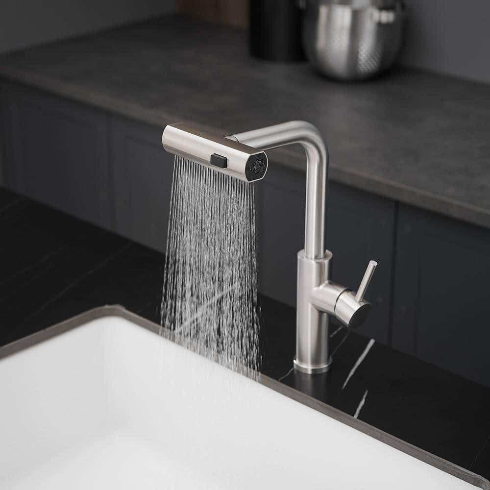  Single Handle Pull Out Kitchen Faucet In Brushed Nickel