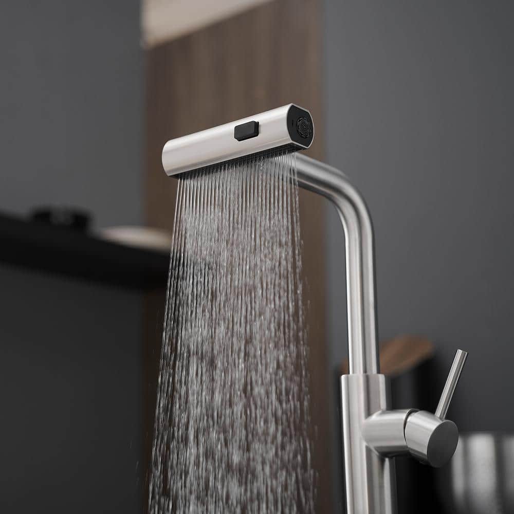  Single Handle Pull Out Kitchen Faucet In Brushed Nickel