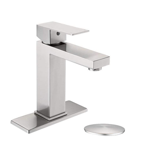  Bathroom Faucet Single Hole, Single Handle Stainless Steel Faucet For Bathroom Sink In Brushed Nickel