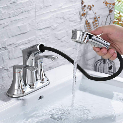  Titus Double Handle Wall Mounted Bathroom Faucet In Chrome