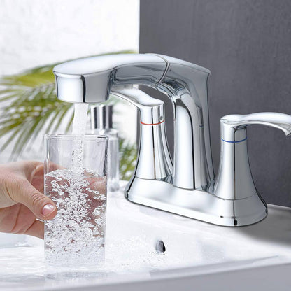  Titus Double Handle Wall Mounted Bathroom Faucet In Chrome
