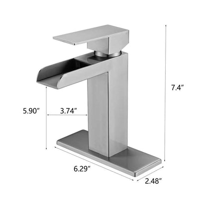  Single Handle Wall Mounted Bathroom Faucet With Deck Plate & Overflow Pop Up Drain In Brushed Nickel