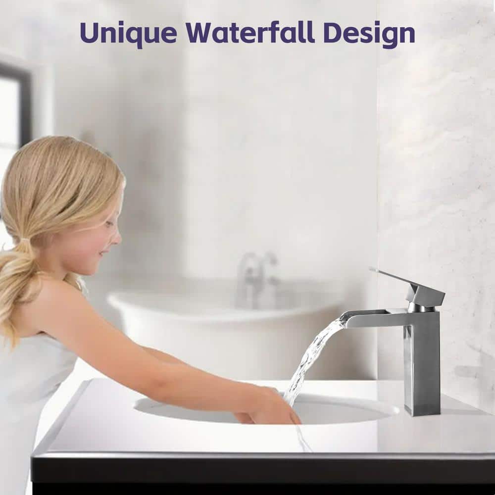  Single Handle Wall Mounted Bathroom Faucet With Deck Plate & Overflow Pop Up Drain In Brushed Nickel