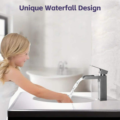  Single Handle Wall Mounted Bathroom Faucet With Deck Plate & Overflow Pop Up Drain In Brushed Nickel
