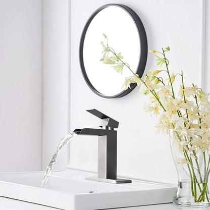  Single Handle Wall Mounted Bathroom Faucet With Deck Plate & Overflow Pop Up Drain In Brushed Nickel