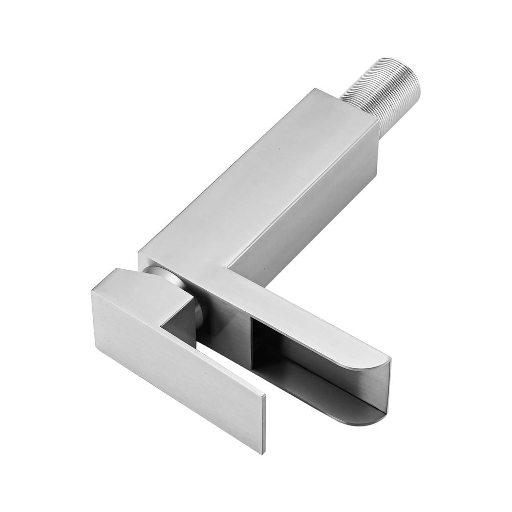  Single Handle Wall Mounted Bathroom Faucet With Deck Plate & Overflow Pop Up Drain In Brushed Nickel