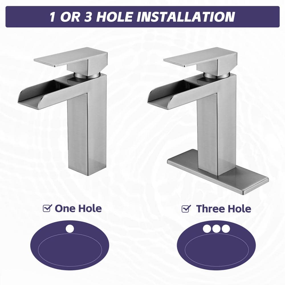  Single Handle Wall Mounted Bathroom Faucet With Deck Plate & Overflow Pop Up Drain In Brushed Nickel