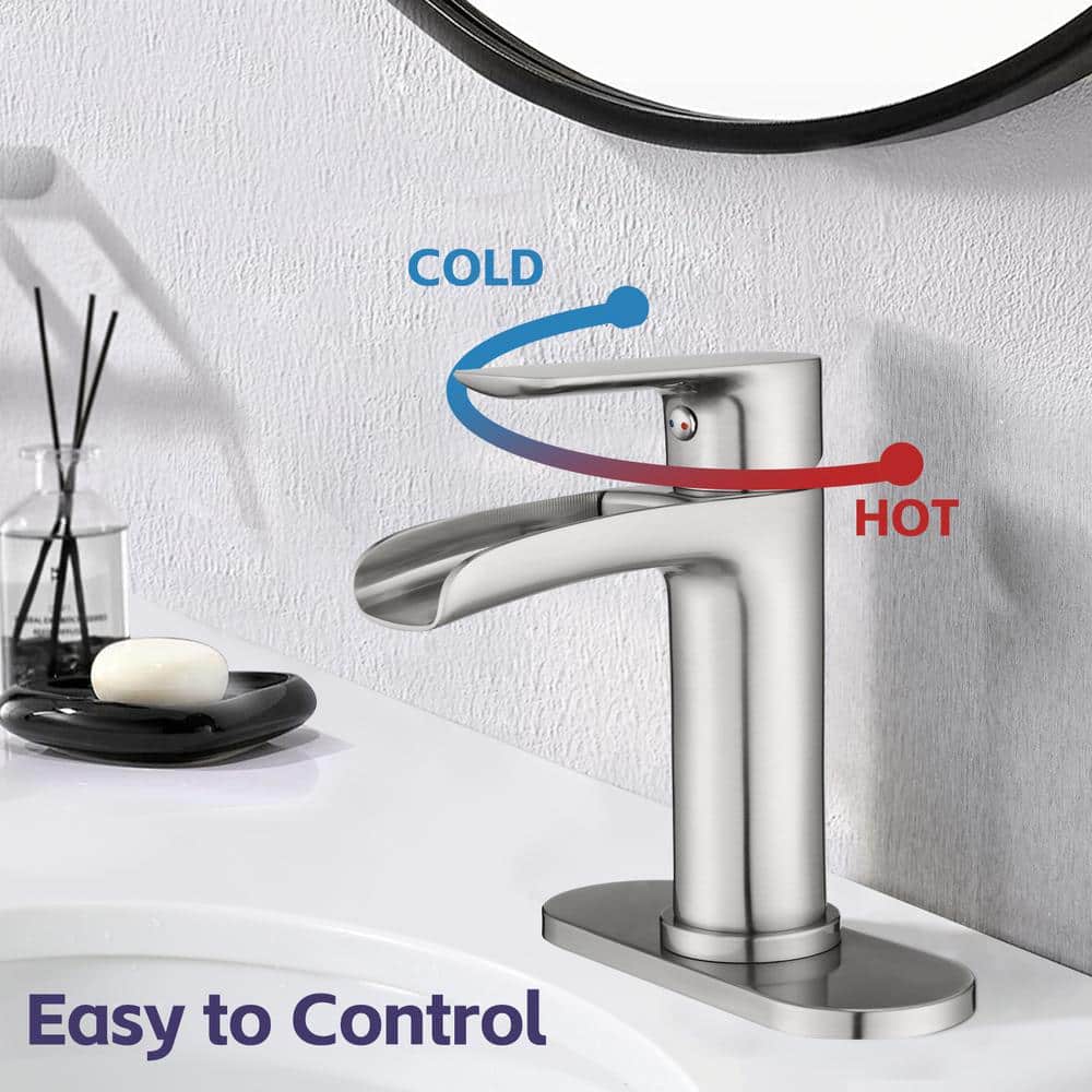 Single Handle Wall Mounted Bathroom Faucet With Deck Plate And Overflow Pop Up Drain In Brushed Nickel