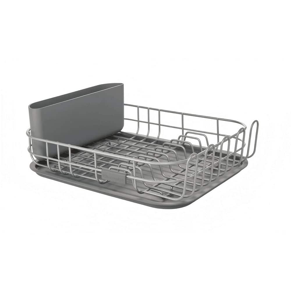  Charcoal Gray Metal Standing Dish Rack For Kitchen