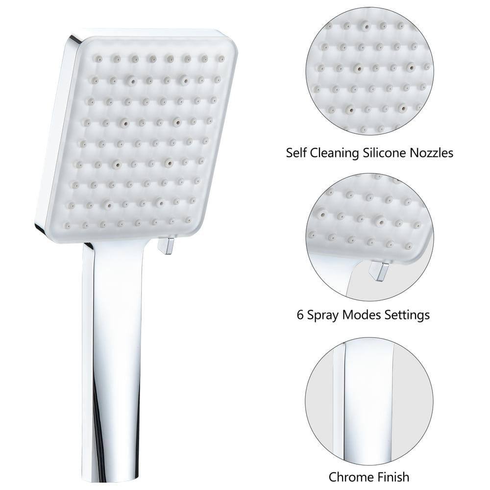  6 Sprays High Pressure Fixed And Handheld Shower Head Multi-Function 1.8 GPM In Chrome