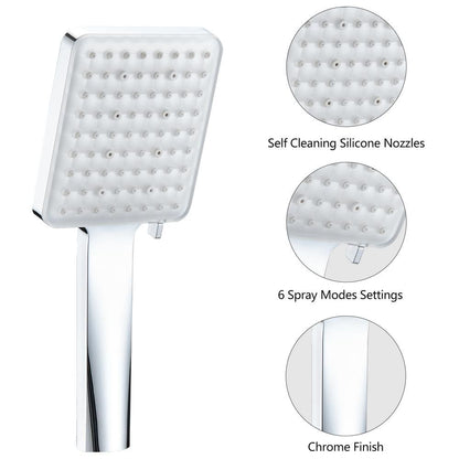  6 Sprays High Pressure Fixed And Handheld Shower Head Multi-Function 1.8 GPM In Chrome