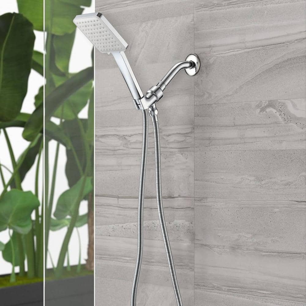  6 Sprays High Pressure Fixed And Handheld Shower Head Multi-Function 1.8 GPM In Chrome
