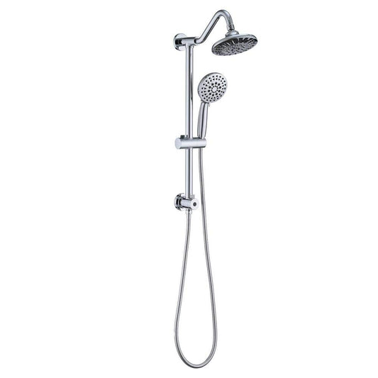  5 Sprays Modern Wall Mount Dual Shower Head Handheld Shower 2.5 GPM In Chrome