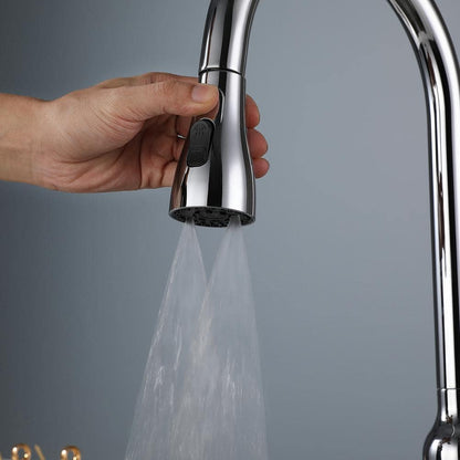  Single Handle Pull Down Sprayer Kitchen Faucet With Gooseneck In Chrome