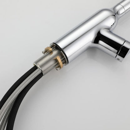  Single Handle Pull Down Sprayer Kitchen Faucet With Gooseneck In Chrome
