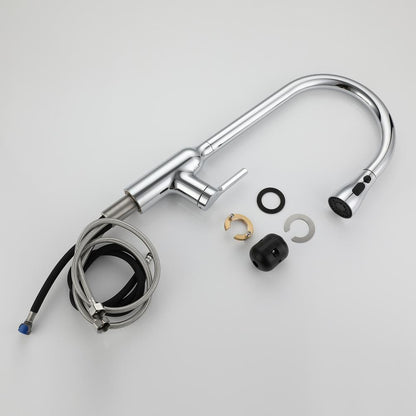  Single Handle Pull Down Sprayer Kitchen Faucet With Gooseneck In Chrome