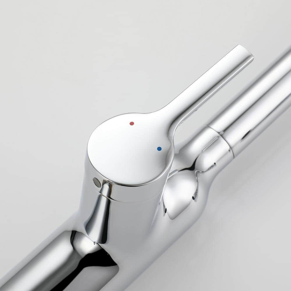  Single Handle Pull Down Sprayer Kitchen Faucet With Gooseneck In Chrome