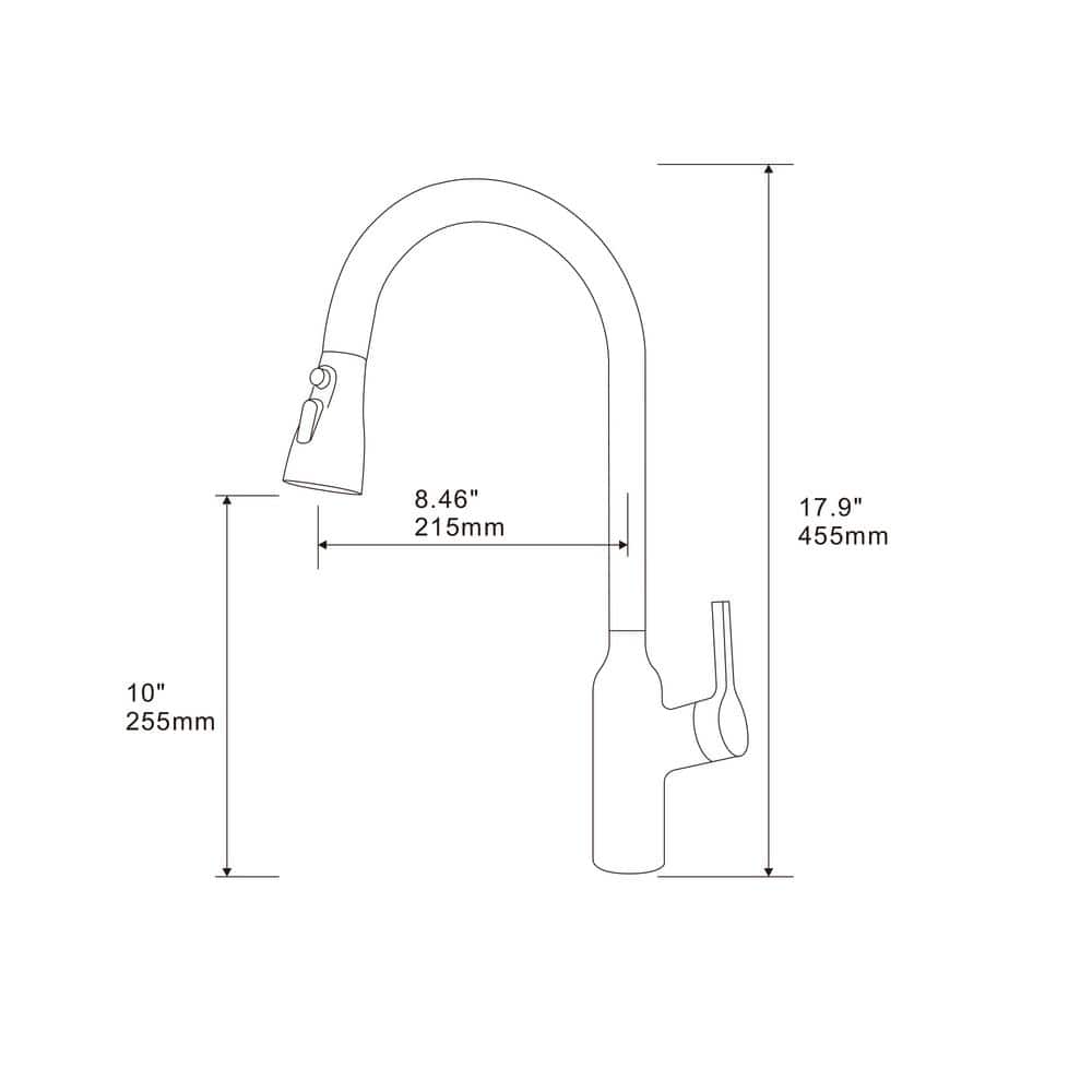  Single Handle Pull Down Sprayer Kitchen Faucet With Gooseneck In Chrome