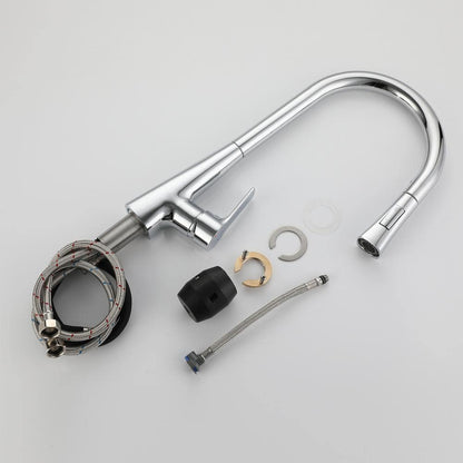 Single Handle Pull Down Sprayer Kitchen Faucet In Chrome Elegant