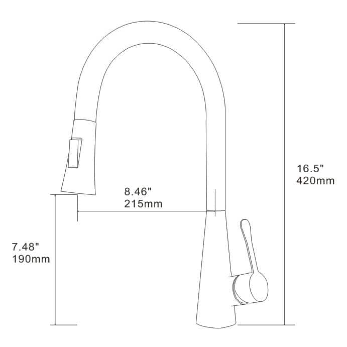  Single Handle Pull Down Sprayer Kitchen Faucet In Chrome Elegant