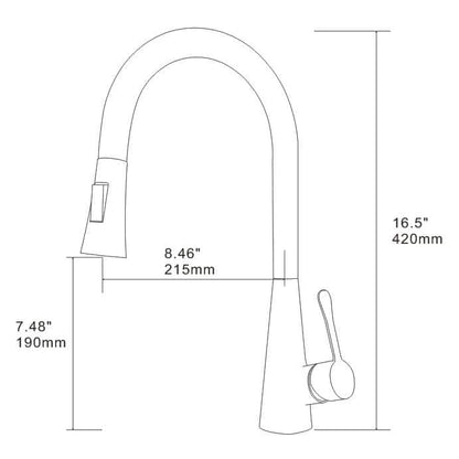  Single Handle Pull Down Sprayer Kitchen Faucet In Chrome Elegant