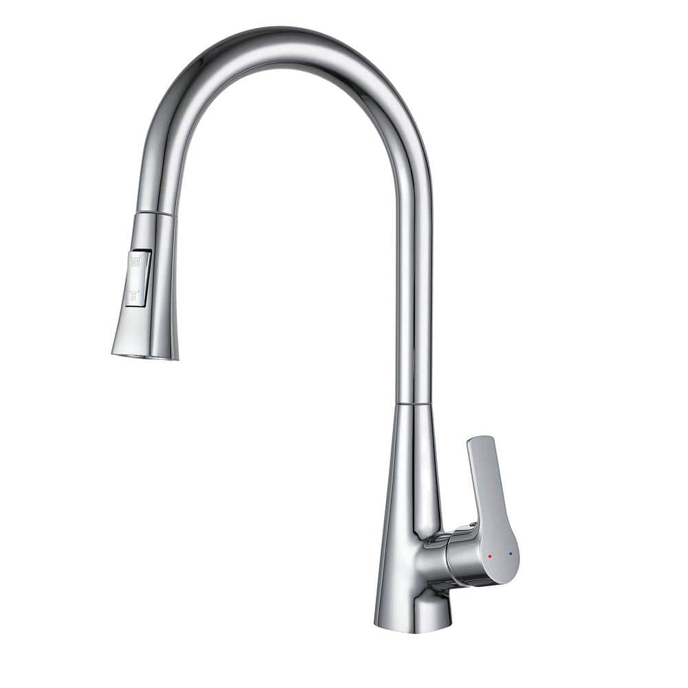  Single Handle Pull Down Sprayer Kitchen Faucet In Chrome Elegant