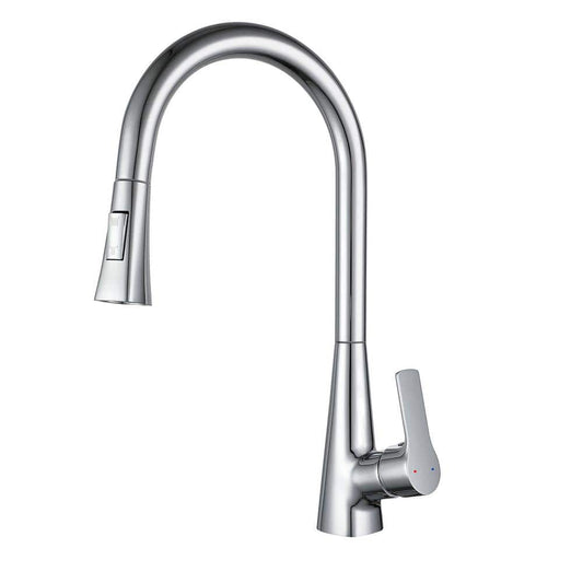  Single Handle Pull Down Sprayer Kitchen Faucet In Chrome Elegant