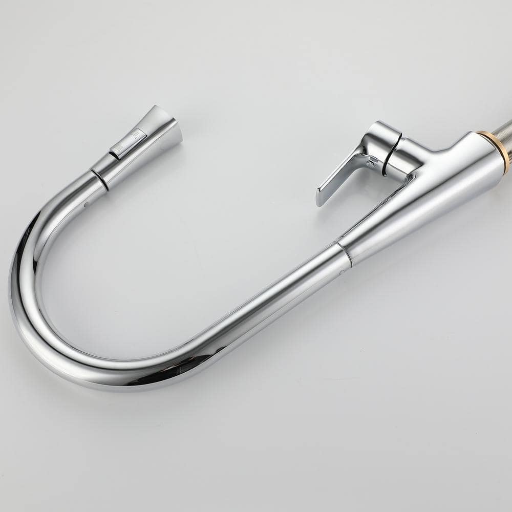  Single Handle Pull Down Sprayer Kitchen Faucet In Chrome Elegant