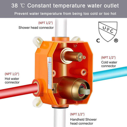  Single-Handle 2-Spray Patterns Rainfall Rectangle Dual Shower Head In Chrome (Valve Included)
