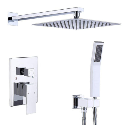  Single-Handle 2-Spray Patterns Rainfall Rectangle Dual Shower Head In Chrome (Valve Included)