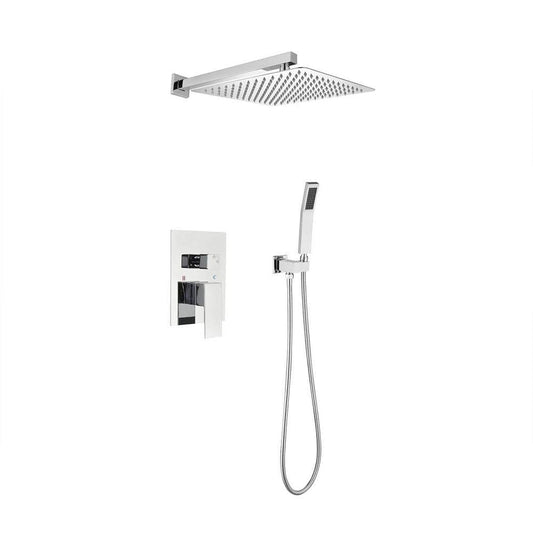  1-Spray 12 In. Dual Rain Shower Head Systems 2.5 GPM Wall Mounted Shower In Brushed Nickel
