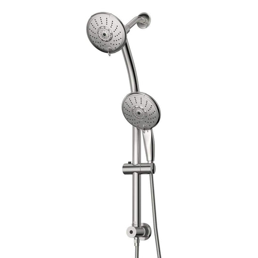  5-spray Dual 5 In. Wall Mount 1.8 GPM Shower Head And Handheld Shower Head In Chrome