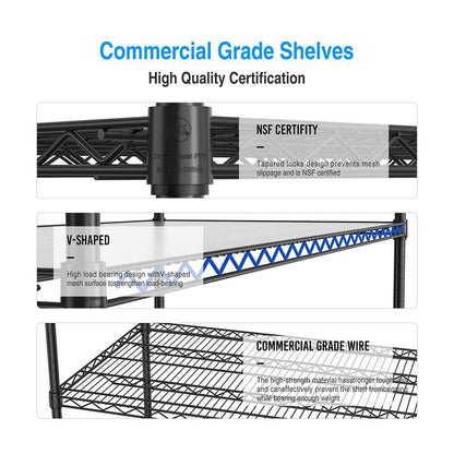  5-Tier, 7500-lbs. Heavy-Duty Adjustable Metal Shelf With Wheels And Liners 82 In. H X 60 In. L X 24 In. D In Chrome