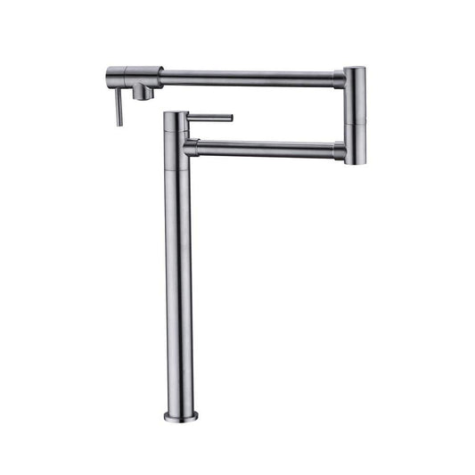  Freestanding Pot Filler Faucet With Extension Shank In Brushed Chrome