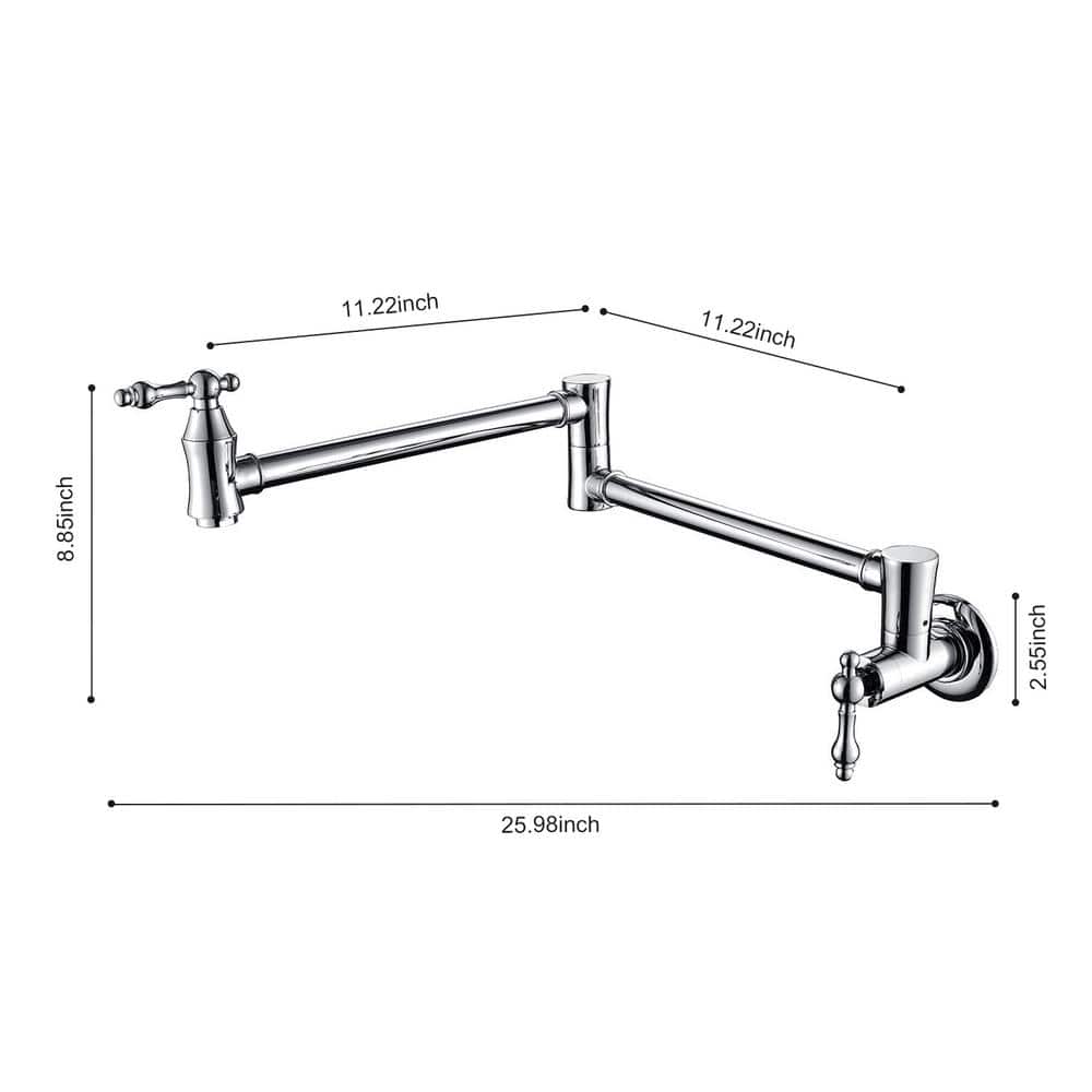  Wall Mount Pot Filler Faucet Folding Kitchen In Brushed Chrome