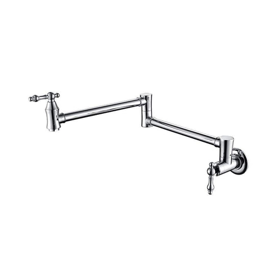  Wall Mount Pot Filler Faucet Folding Kitchen In Brushed Chrome