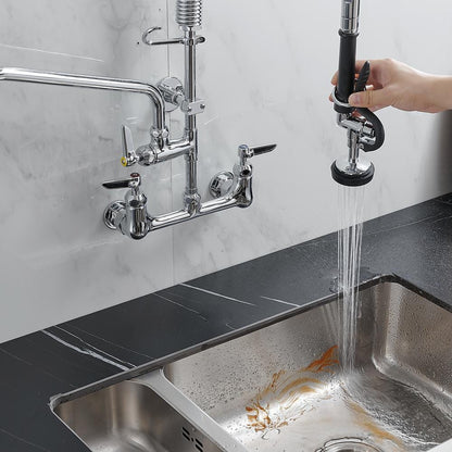  Triple Handle Pull Down Sprayer Kitchen Faucet In Chrome