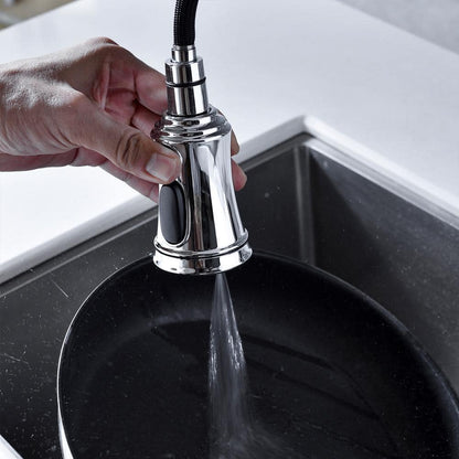  Double Handle Pull Down Sprayer Kitchen Faucet In Chrome