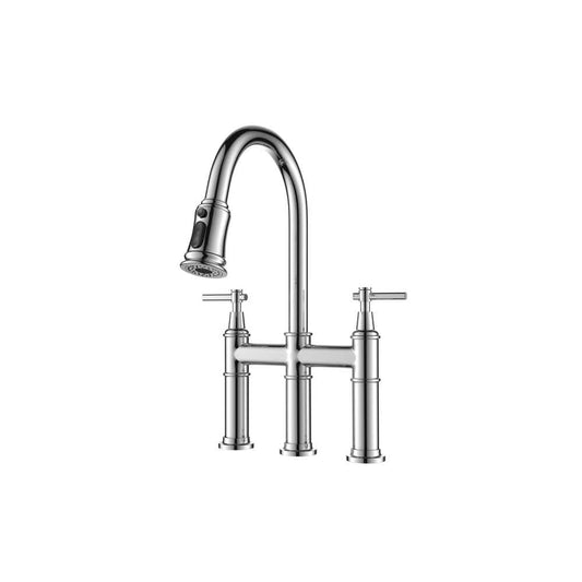  Double Handle Pull Down Sprayer Kitchen Faucet In Chrome