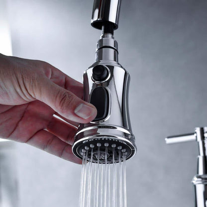  Double Handle Pull Down Sprayer Kitchen Faucet In Chrome