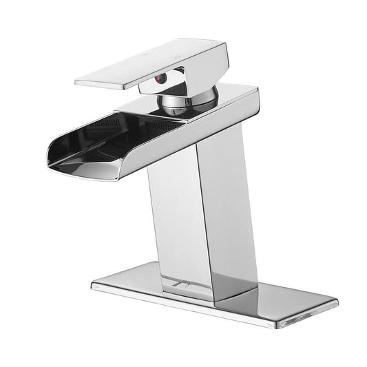  Sink Faucet With Deck Plate Waterfall Chrome Bathroom Faucets For Sink 1 Hole Or 3 Holes One Handle Faucets