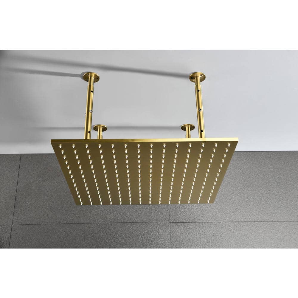  1-Spray Patterns 2.5 GPM 20 In. Ceiling Mount Fixed Shower Head In Gold