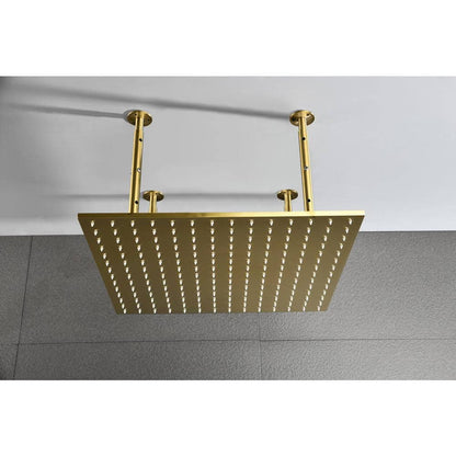  1-Spray Patterns 2.5 GPM 20 In. Ceiling Mount Fixed Shower Head In Gold
