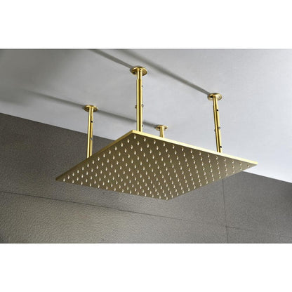 1-Spray Patterns 2.5 GPM 20 In. Ceiling Mount Fixed Shower Head In Gold