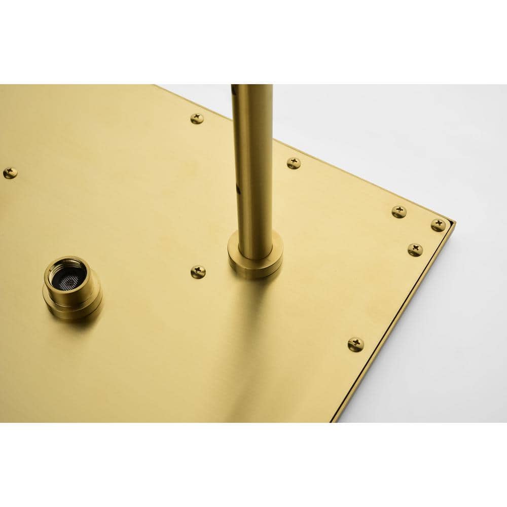  1-Spray Patterns 2.5 GPM 20 In. Ceiling Mount Fixed Shower Head In Gold